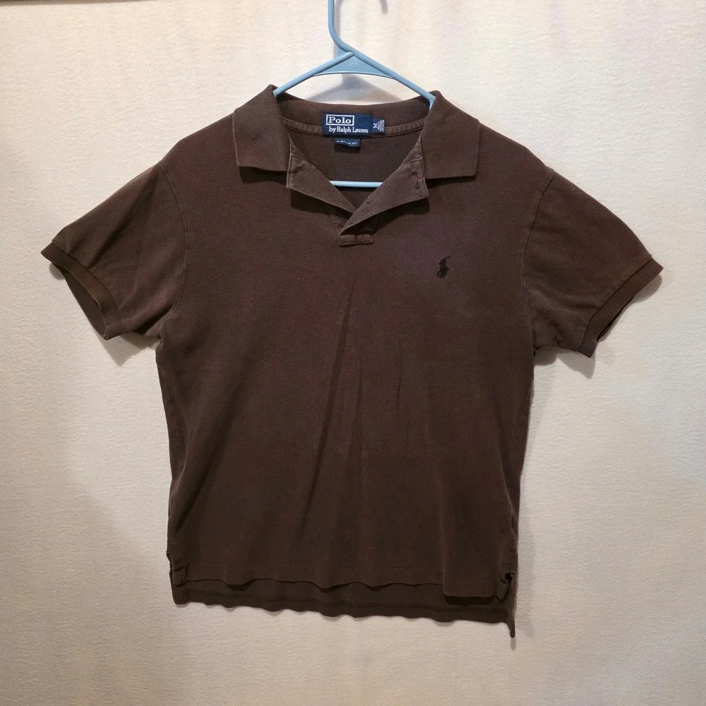 Polo Ralph Lauren Polo Shirt Mens M Brown Custom Fit Short Sleeve Cotton Pique